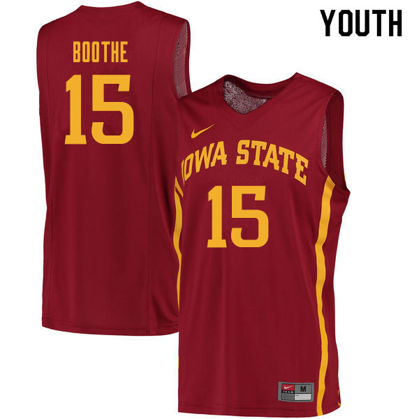 Youth #15 Carter Boothe Iowa State Cyclones College Basketball Jerseys Sale-Cardinal